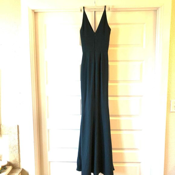 DRESS THE POPULATION Jordan Ruched Mermaid Gown Pine XXS MSRP $248.00 NWOT - Picture 6 of 7